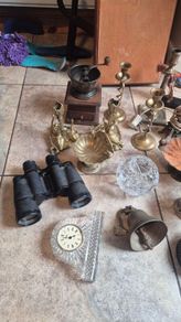 old vintage classic retro brass crystal ornaments