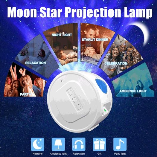 Bluetooth speaker with LED Projection Lamp Galaxy Star Projector Night Light Lamp Ocean Starry Nebula/ Laser Star/ Moon Projection, USB Charging, for Wedding, Party, Kids Room, Birthday