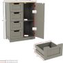 Bathroom Cabinet 4 Drawer Floor Storage Cupboard Wooden Storage Unit With 1 Door, Height Adjustable Shelf Grey Image 2