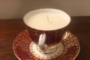 Vintage tea cup and saucer candle