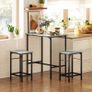 Bar Table Set Bar Table with Bar Stool Set Dining Table with 2 Chairs with Non-Slip Foot Pads Gray Image 5