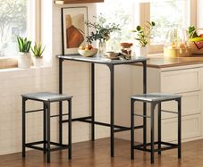 Bar Table Set Bar Table with Bar Stool Set Dining Table with 2 Chairs with Non-Slip Foot Pads Gray