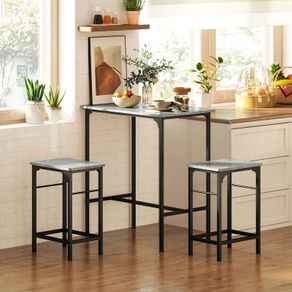 Bar Table Set Bar Table with Bar Stool Set Dining Table with 2 Chairs with Non-Slip Foot Pads Gray