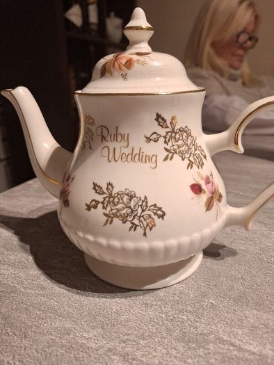 Teapot/China Ruby Wedding Teapot .. Heavly Reduced
