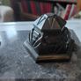 Antique desk inkwell with a seated dog on marble stand Image 3