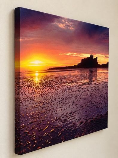 Coastal Castle Sunset Canvas Print 60cm x 60cm