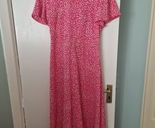 Pink midi dress.