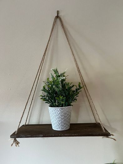 Hanging Wall Shelf With Artificial Plant