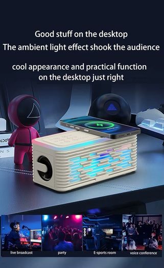 Mind blowing LED Built-In Ambience Music Wireless Charging Speaker