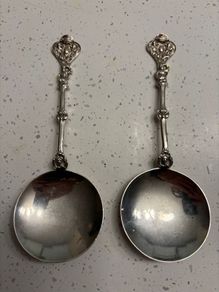 Pair 1897 London solid silver presentation spoons