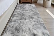 60x120cm, Grey Runner rug for Bedroom, Washable Anti Slip Fluffy Rug Shaggy Soft Modern Floor Carpets Mat Beside Rugs for Kids Hallway Living Room