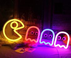 PAC MAN Neon Sign Specter LED Lights Sign Gamer Room Retro Arcade Decor 17 inch x 5.9 inch with USB/Switch