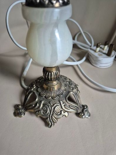 Vintage Mid Century marble.onyx brass gold metal ormate lamp base
