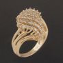 Solid 14K Yellow Gold Filigree & 1.20 CTW Six Row Diamond Waterfall Estate Ring Image 2