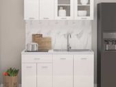 4 Piece Kitchen Cabinet Set High Gloss White Chipboard