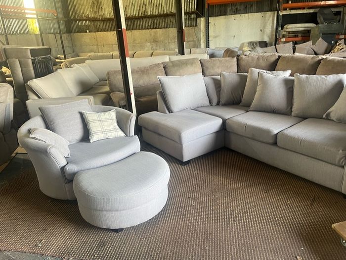 Grey corner sofa with matching armchair couch