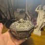Unique item: Vintage Trinket Box Octagon Ornate Silver Plated Metal Red Satin-Like Lining Image 2