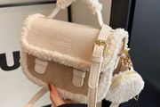 Beige Vintage Furry Mini Square Handbag
