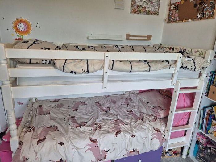 White Wooden Bunk Bed