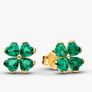Pandora 4 Leaf Clover Gold P Pendant Necklace & Earrings Set New Image 3