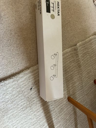 Ceiling track lights. Ikea Hektar in beige.