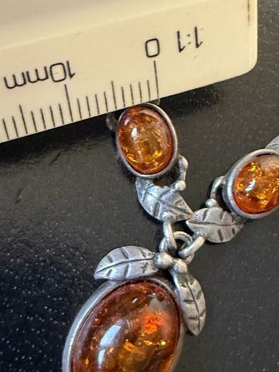 silver amber necklace