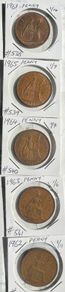 Queen Elizabeth II Pennies 1962, 1963, 1964, 1965, 1967