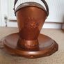 Arts and Crafts era embossed copper helmet coal scuttle with dish Image 3