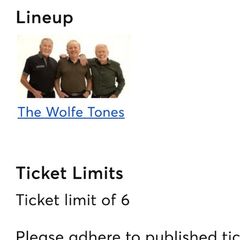 Wolfe Tones tickets x 4