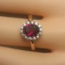 9ct Gold Oval Ruby and Moissanite Petite Dress Ring Image 2