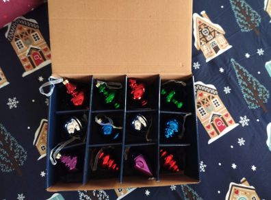 Retro Vintage Style Christmas Baubles x1 Box of x12 Glass Ornaments