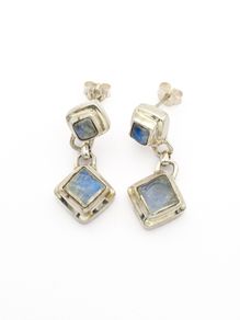 Vintage 925 Sterling Silver Moonstone Earrings