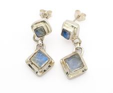 Vintage 925 Sterling Silver Moonstone Earrings