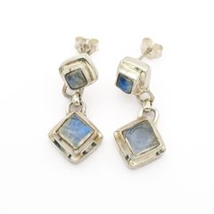 Vintage 925 Sterling Silver Moonstone Earrings