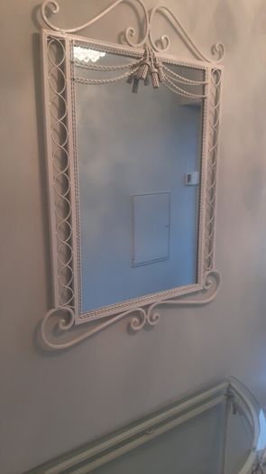 White Wrought console table and mirror set