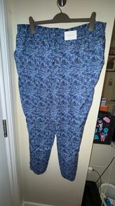 Matalan Papaya Blue with Black and White Pattern Tapered Trousers