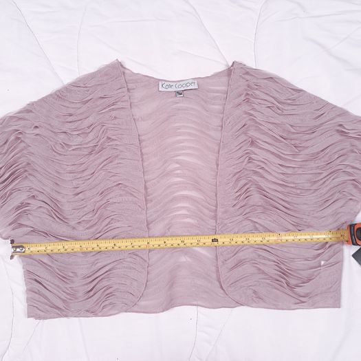 Kate Cooper Dusty Pink Mesh Textured Ruffle Shrug Bolero Cardigan 12UK/40EU