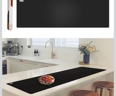 Silicone Kitchen Worktop Protector: 125 x 40 cm Heat Resistant Silicone Mat Long Silicone Mat for Worktops - Heat Resistant Mat for Kitchen Countertop Waterproof Cuttable Table Protector/Black/Foepoge