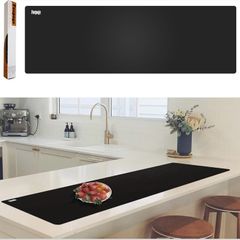 Silicone Kitchen Worktop Protector: 125 x 40 cm Heat Resistant Silicone Mat Long Silicone Mat for Worktops - Heat Resistant Mat for Kitchen Countertop Waterproof Cuttable Table Protector/Black/Foepoge