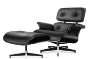 NORMAL B Ashwood Replica Lounge Chair with Ottoman Black Lather