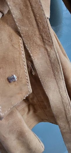 Camel suede safari style jacket Sz L (Fit 12-14UK)