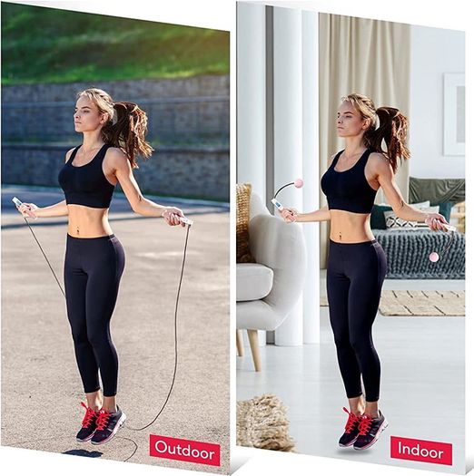 Skipping Rope Adult Fitness, Digital Speed Jump Rope with Counter [Ropeless for Indoor Use] for Women Men and Kids, Weighted Handles, Adjustable Rope, Exercise Equipment for Crossfit Boxing (FREE SHIPPING)