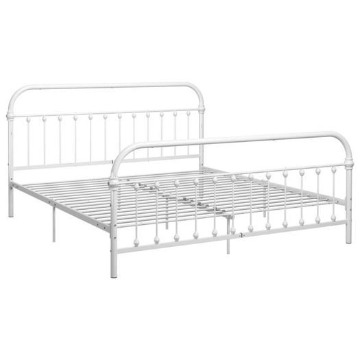 Bed Frame White Metal 180x200 cm