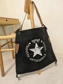 Vintage Canvas Tote Bag Black - BRAND NEW