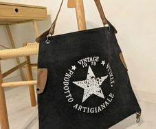 Vintage Canvas Tote Bag Black - BRAND NEW