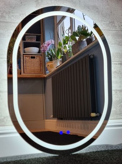 LED Bathroom Mirror Antifog Oval 60x80cm Tricolor Light