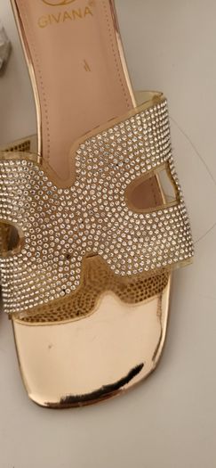 GIVANA bling sliders with perspex heel Sz 40 (Fit 6.5-7UK)