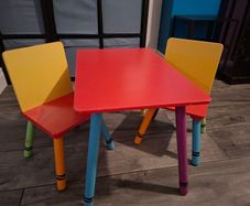 Kids Wooden Table and Chairs x2