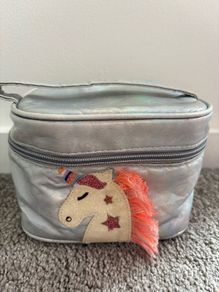 silver holographic unicorn makeup/toy  bag