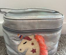 silver holographic unicorn makeup/toy  bag